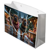 Tibetan Mastiff Dogs Christmas Snow Holiday Groot Cadeauzakje (Achterkant Gekanteld)