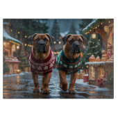 Tibetan Mastiff Dogs Christmas Snow Holiday Snijplank (Voorkant)