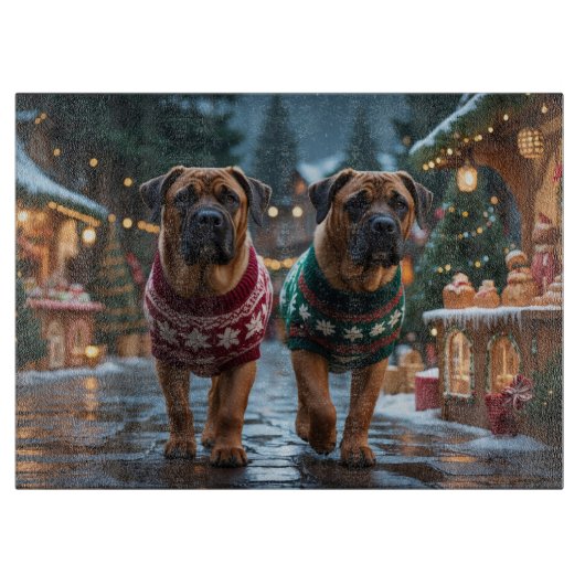Tibetan Mastiff Dogs Christmas Snow Holiday Snijplank (Voorkant)