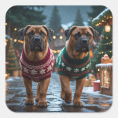 Tibetan Mastiff Dogs Christmas Snow Holiday Vierkante Sticker (Voorkant)