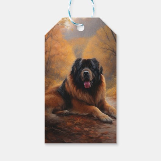 Tibetan Mastiff in herfstbladeren val inspireert Cadeaulabel (Voorkant)