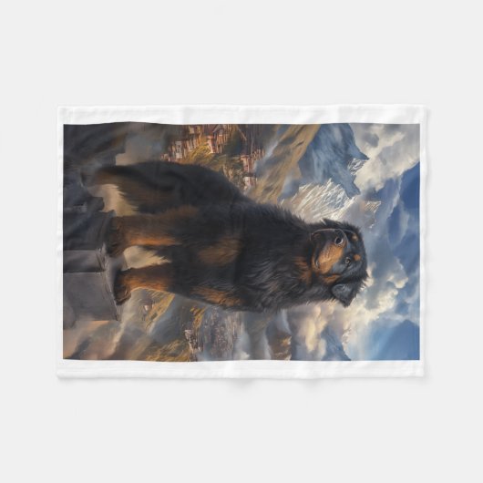 Tibetan Mastiff Mountain View Sticker  Fleece Deken (Voorkant (Horizontaal))