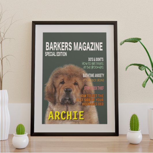 Tibetan Mastiff Parody Magazine Hoesje Poster