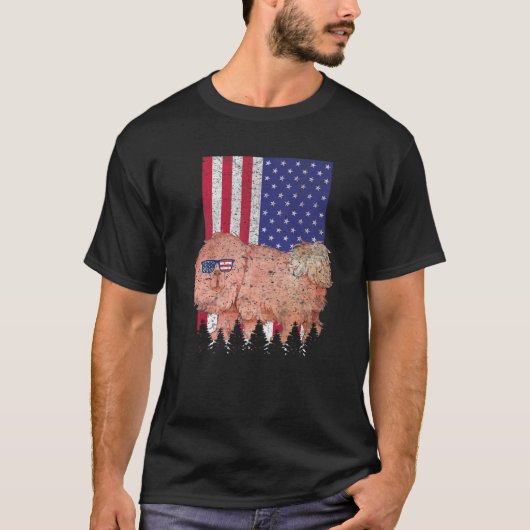 Tibetan Mastiff Patriotic Dog USA Pride American F T-shirt (Voorkant)