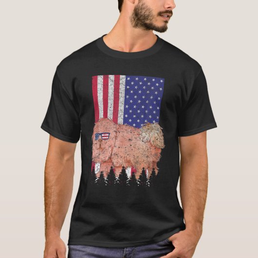 Tibetan Mastiff Patriotic Dog USA Pride American F T-shirt (Voorkant)