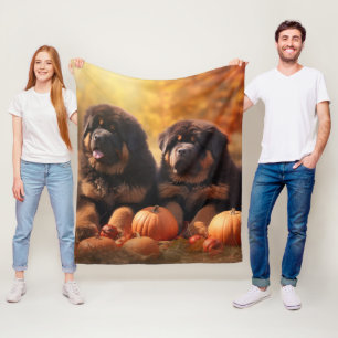 Tibetan Mastiff Puppy Herfst Plezier Pompoen Fleece Deken