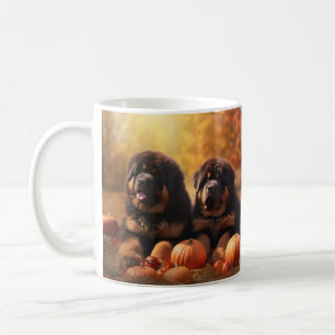 Tibetan Mastiff Puppy Herfst Plezier Pompoen  Koffiemok