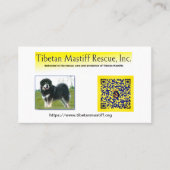 Tibetan Mastiff Rescue, Inc. Information Business Visitekaartje (Voorkant)