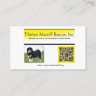 Tibetan Mastiff Rescue, Inc. Information Visitekaartje