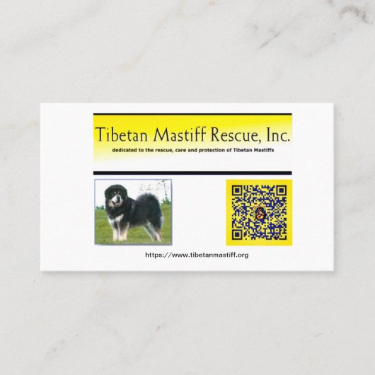 Tibetan Mastiff Rescue, Inc. Information Visitekaartje (Voorkant)