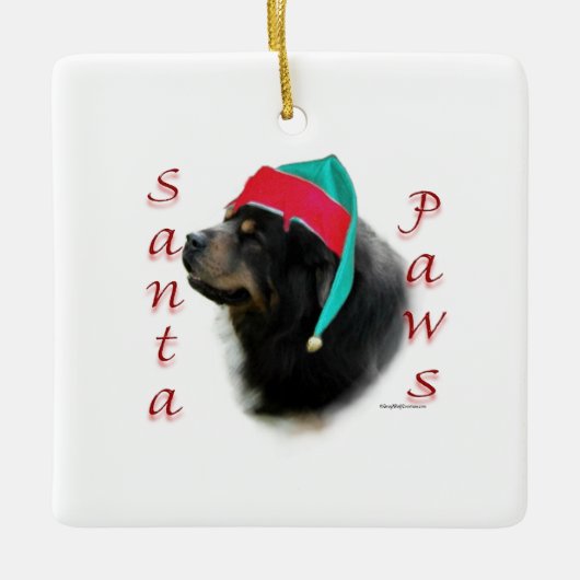 Tibetan Mastiff Santa Paws Keramisch Ornament (Voorkant)