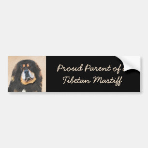 Tibetan Mastiff-schildering - Cute Original Dog Ar Bumpersticker