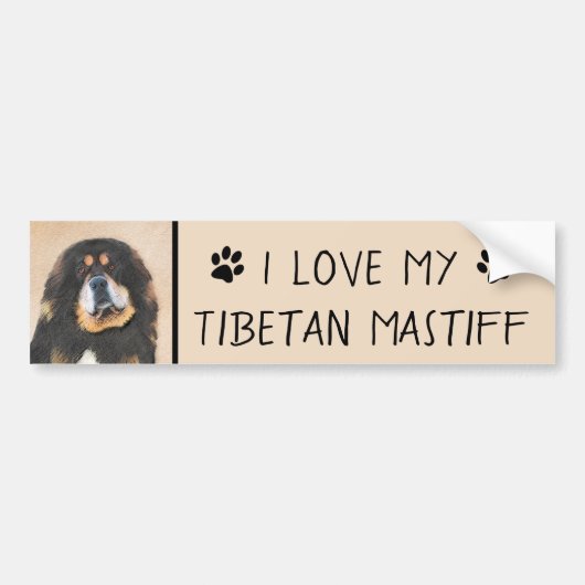 Tibetan Mastiff-schildering - Cute Original Dog Ar Bumpersticker (Voorkant)