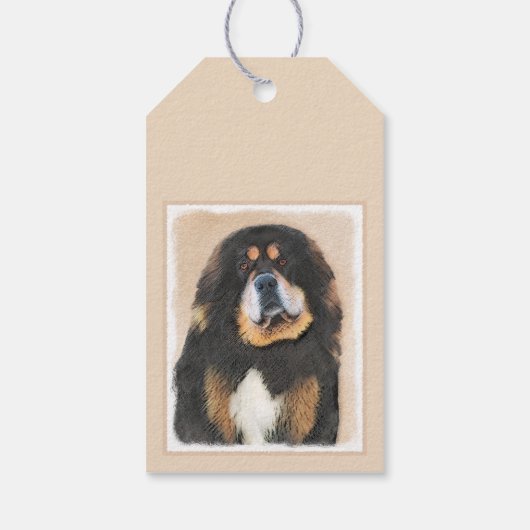 Tibetan Mastiff-schildering - Cute Original Dog Ar Cadeaulabel (Achterkant)