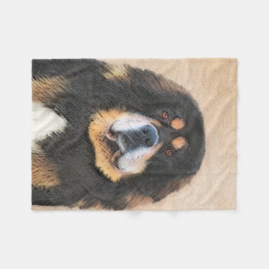 Tibetan Mastiff-schildering - Cute Original Dog Ar Fleece Deken (Voorkant (Horizontaal))