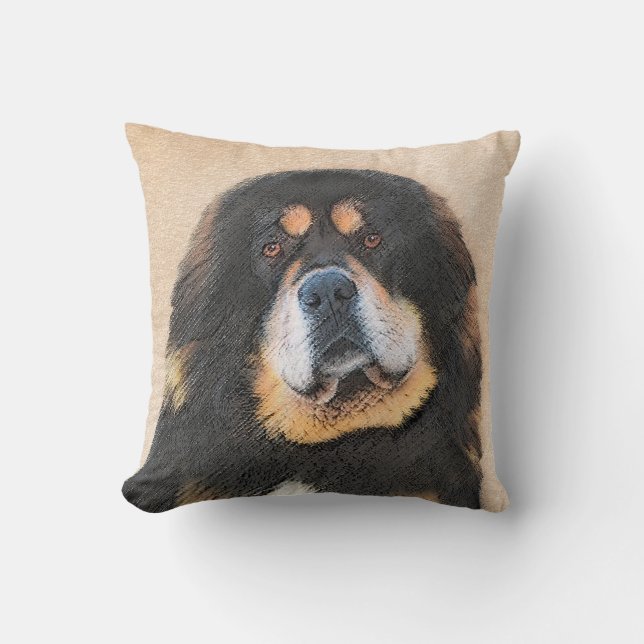Tibetan Mastiff-schildering - Cute Original Dog Ar Kussen (Voorkant)