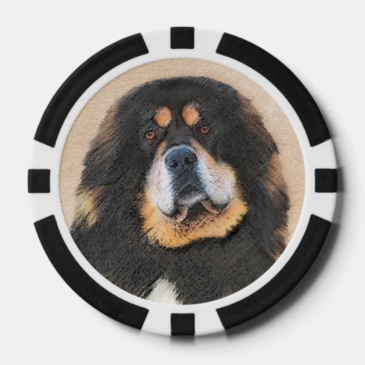 Tibetan Mastiff-schildering - Cute Original Dog Ar Poker Chips (Voorkant)