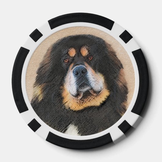 Tibetan Mastiff-schildering - Cute Original Dog Ar Poker Chips (Achterkant)