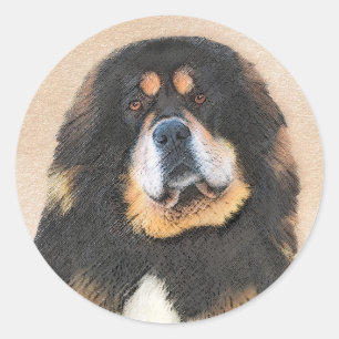 Tibetan Mastiff-schildering - Cute Original Dog Ar Ronde Sticker