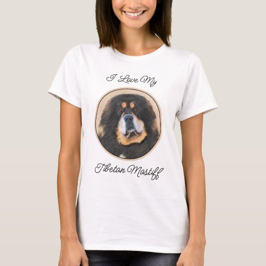 Tibetan Mastiff-schildering - Cute Original Dog Ar T-shirt (Voorkant)