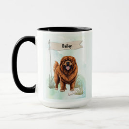 Tibetan Mastiff Watercolor Personalized Dog Mok