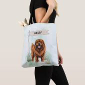 Tibetan Mastiff Watercolor Personalized Dog Tote Bag (Dichtbij)