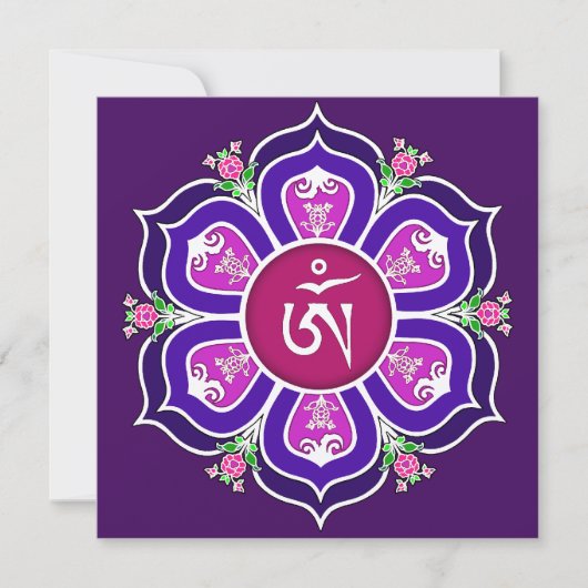 Tibetan Om in Lotus Throne Mandala Kaart (Voorkant)