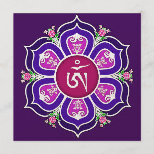 Tibetan Om in Lotus Throne Mandala Kaart