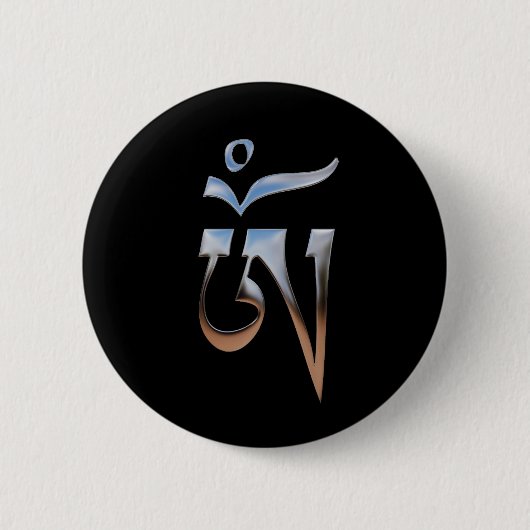 Tibetan Om Ronde Button 5,7 Cm (Voorkant)