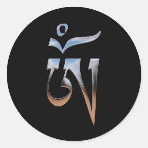 Tibetan Om Ronde Sticker