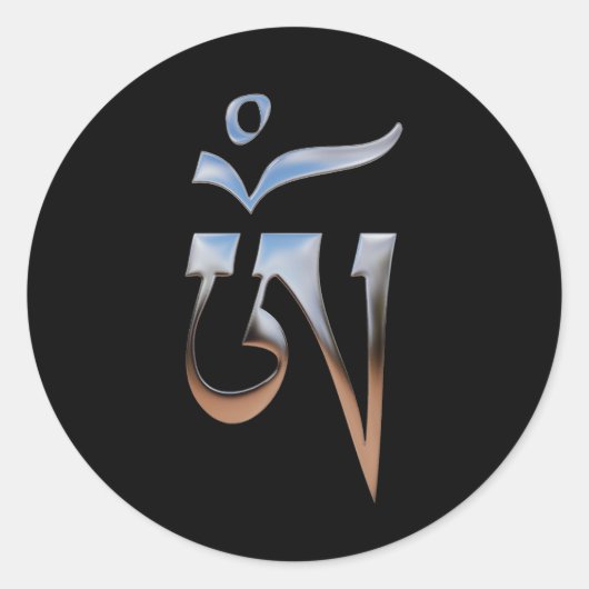 Tibetan Om Ronde Sticker (Voorkant)