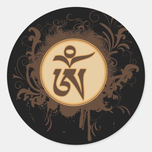 Tibetan Om Ronde Sticker (Voorkant)
