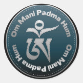 Tibetan Om Stitch Ronde Sticker (Voorkant)