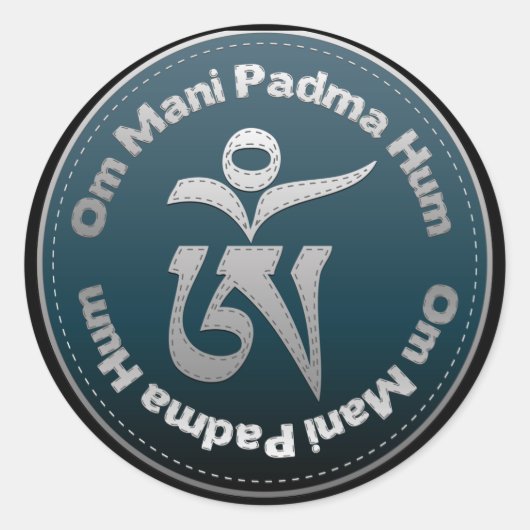 Tibetan Om Stitch Ronde Sticker (Voorkant)