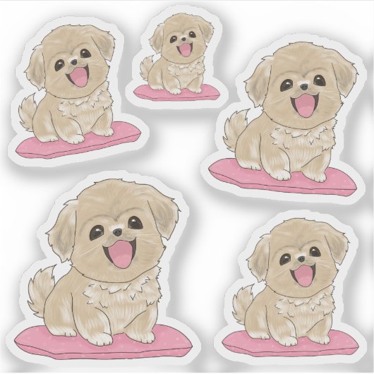 Tibetan Spaniel 5x Sticker (Voorkant)