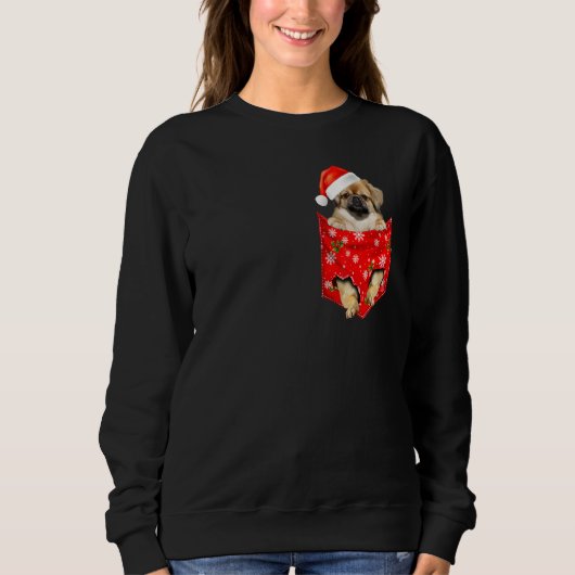 Tibetan spaniel Christmas Pocket for Tibet dog Trui (Voorkant)
