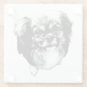 Tibetan Spaniel Coaster – Monochrome Dog Art Glazen Onderzetter (Achterkant)
