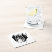 Tibetan Spaniel Coaster – Monochrome Dog Art Kartonnen Onderzetters (Insitu)