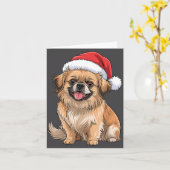 Tibetan Spaniel Dog Christmas Santa Hat Pet Dog Lo Kaart (Gele Bloem)