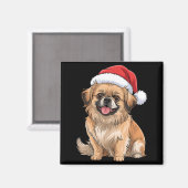 Tibetan Spaniel Dog Christmas Santa Hat Pet Dog Lo Magneet (Voorkant / Achterkant)