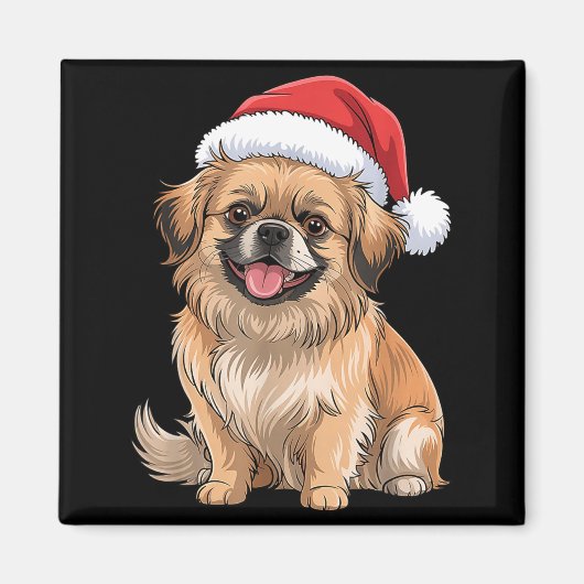 Tibetan Spaniel Dog Christmas Santa Hat Pet Dog Lo Magneet (Voorkant)