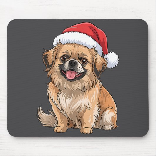 Tibetan Spaniel Dog Christmas Santa Hat Pet Dog Lo Muismat (Voorkant)