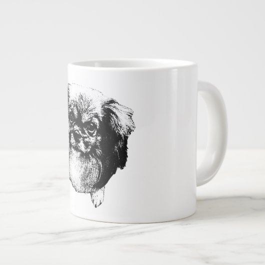 Tibetan Spaniel Dog Mug – Ink Style Portrait Grote Koffiekop (Voorkant rechts)
