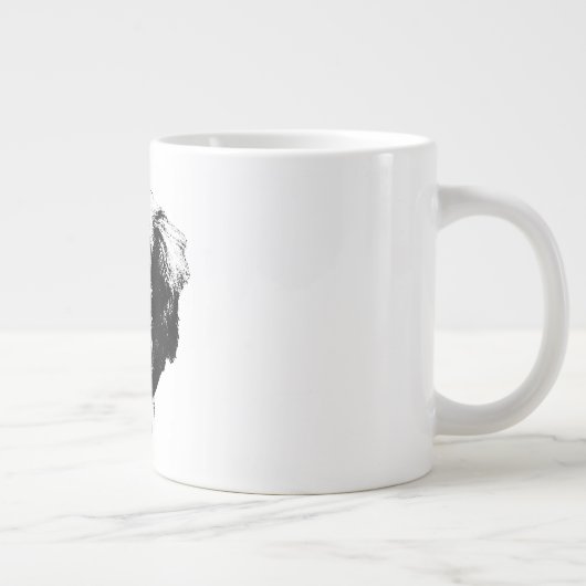 Tibetan Spaniel Dog Mug – Ink Style Portrait Grote Koffiekop (Rechts)