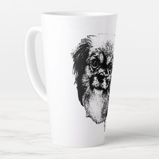 Tibetan Spaniel Dog Mug – Ink Style Portrait Latte Mok (Linkerhoek)