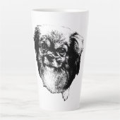 Tibetan Spaniel Dog Mug – Ink Style Portrait Latte Mok (Voorkant)