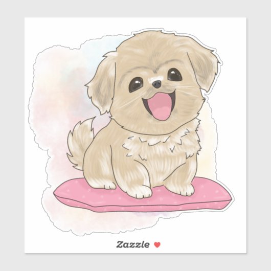 Tibetan Spaniel dog watercolor  Sticker (Vel)