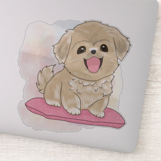 Tibetan Spaniel dog watercolor  Sticker (Detail)