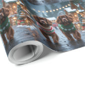 Tibetan Spaniel Dogs Christmas Snow Holiday Cadeaupapier (Rol Hoek)