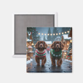 Tibetan Spaniel Dogs Christmas Snow Holiday Magneet (Voorkant / Achterkant)